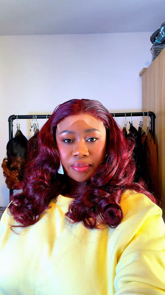 Bouncy  curly  18inch Wig Unit (Color 99J) with 5x5 HD Closure Nr 044