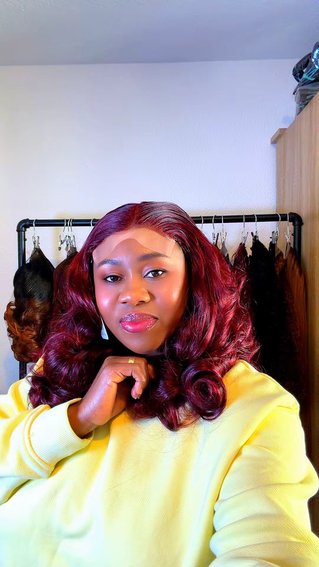 Bouncy  curly  18inch Wig Unit (Color 99J) with 5x5 HD Closure Nr 044