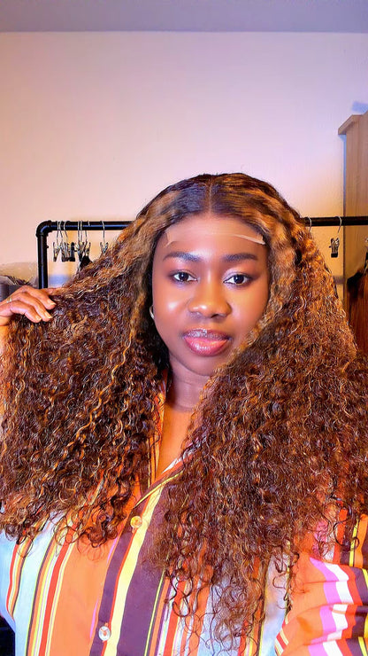 Deep Curly 20” Wig – 4x4 Closure | 250g Density | P4/30 Color | Unit No. 073