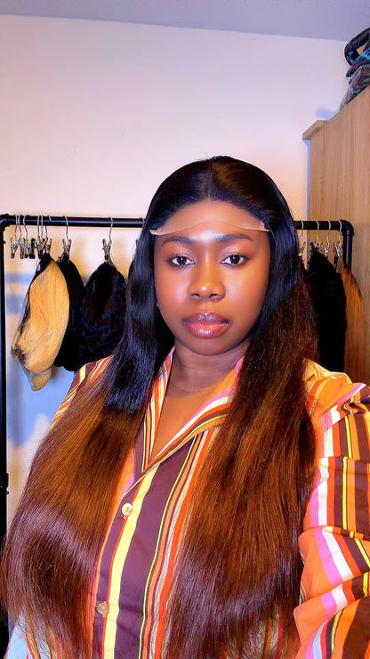 Straight 26” Wig – 5x5 Closure | 250g Density | Black/Dark Brown