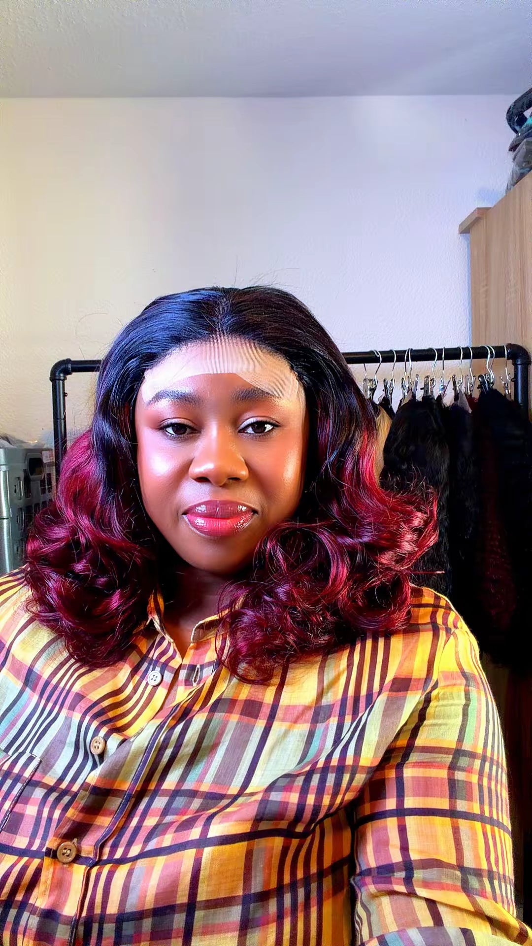 Bouncing curly 16inches  Wig pair with 5 x 5 closure Nr 054