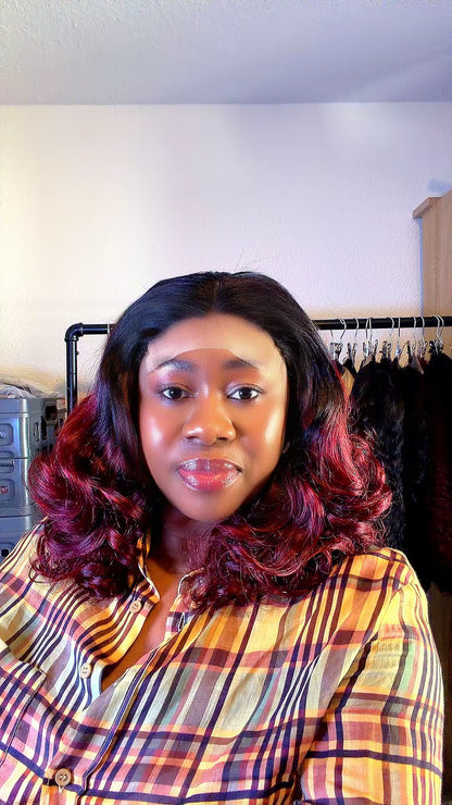 Bouncing curly 16inches  Wig pair with 5 x 5 closure Nr 054