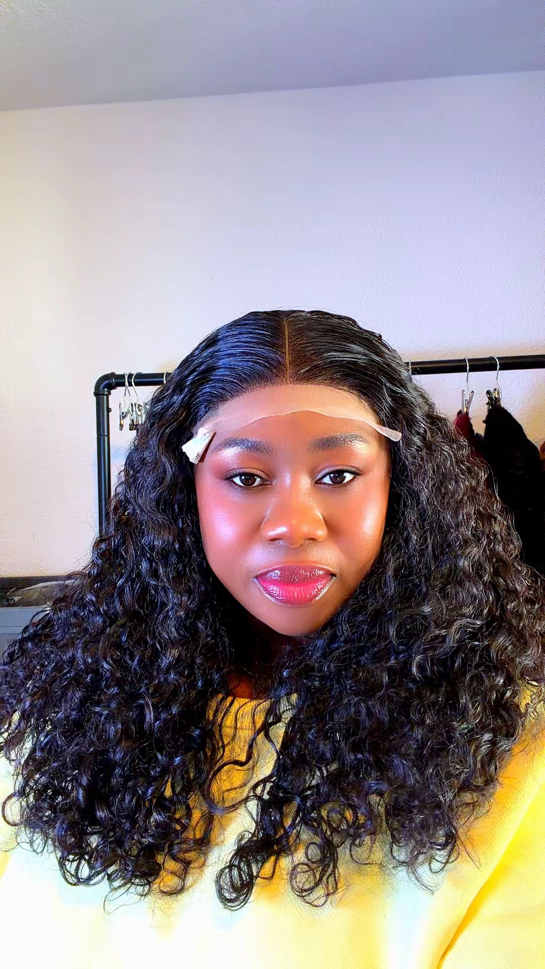 Vietnamese Burmese Curly 18 inches Wig Unit (Black) with 5x5 Closure. V0014