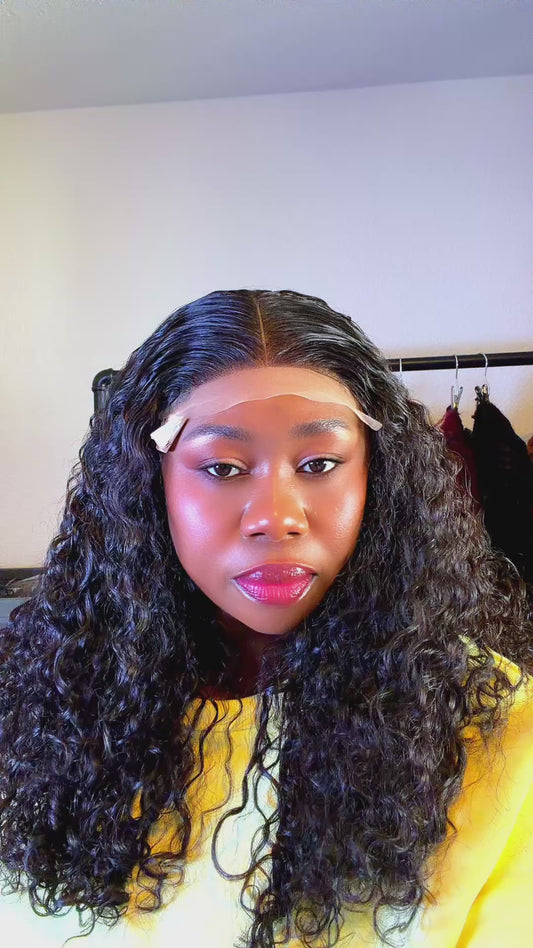 Vietnamese Burmese Curly 18 inches Wig Unit (Black) with 5x5 Closure. V0014