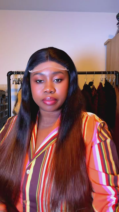 Straight 26” Wig – 5x5 Closure | 250g Density | Black/Dark Brown