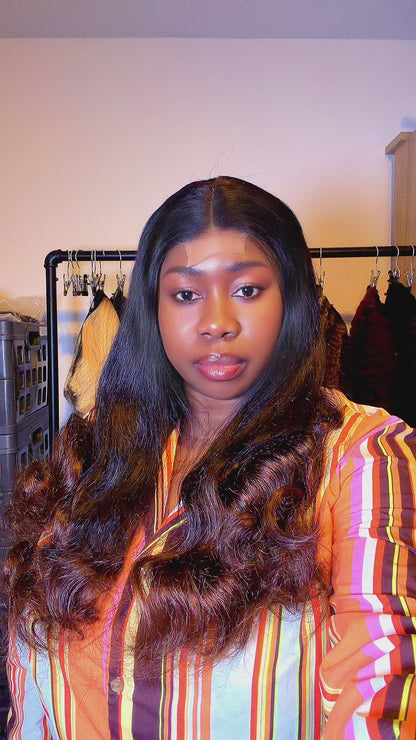 Straight Curly 24” Wig – 2x6 Closure | 250g Density black/dark brown ￼