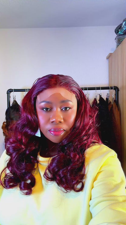 Bouncy  curly  18inch Wig Unit (Color 99J) with 5x5 HD Closure Nr 044